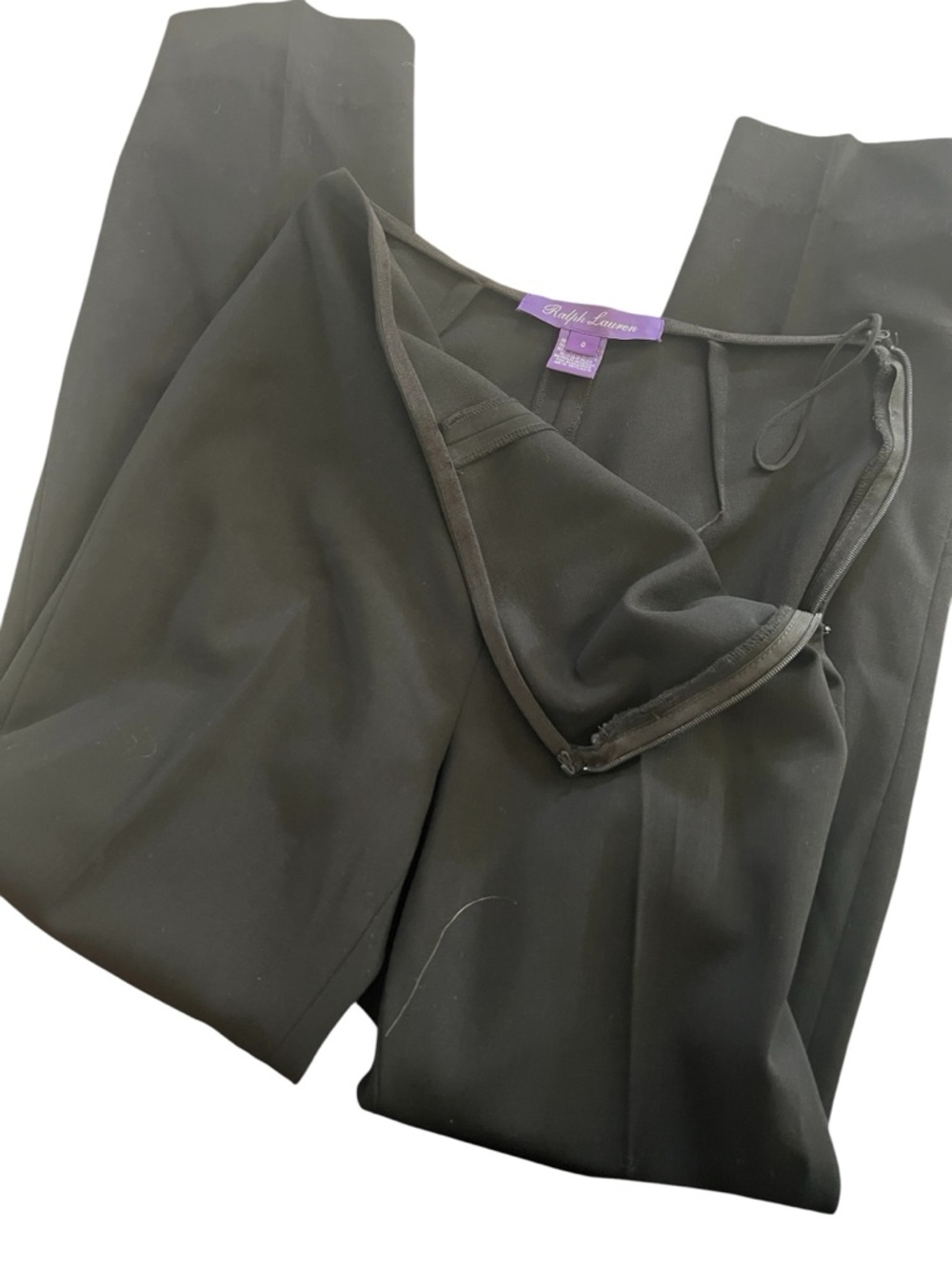 Ralph Lauren Purple Label black dress slacks Tag size 0 side zip newer wool - Picture 3 of 8